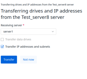 Interface of the storage device and IP address transfer window