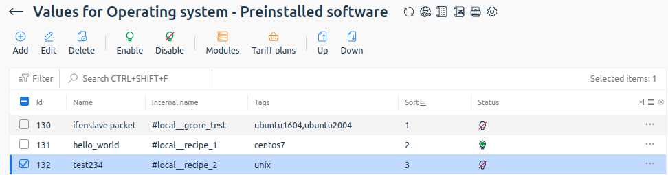 Example of values Example of values