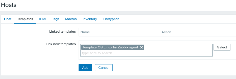 Setting up a template for monitoring VMs