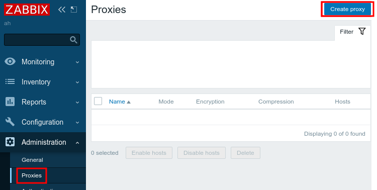 Creating a proxy in Zabbix