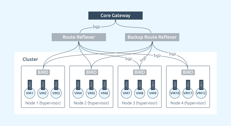 BGP route announcement scheme from the node to the router