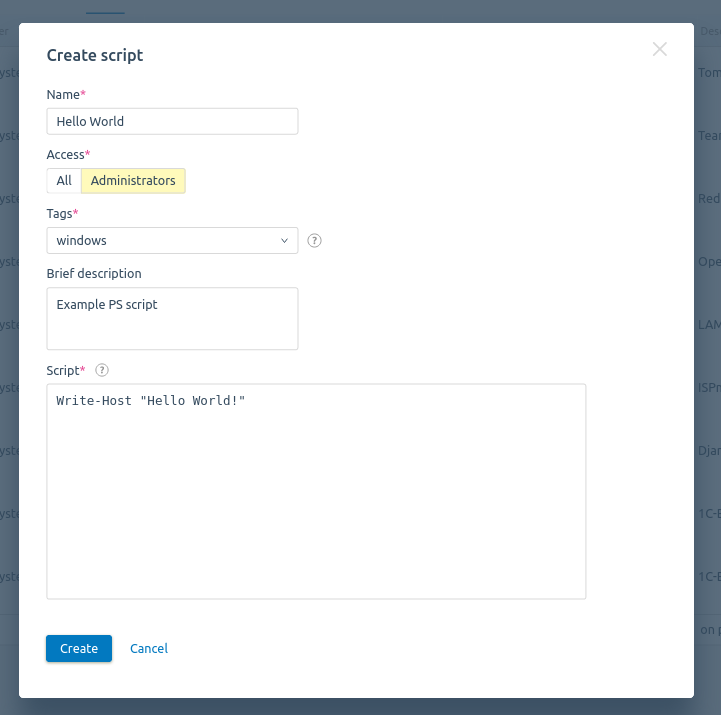 In DCImanager 5, a block of metadata had to be added to each script. In DCImanager 6 you just need to specify the script parameters and insert the required code