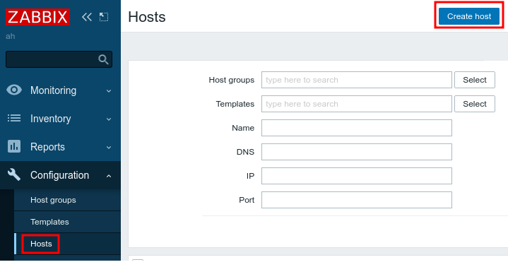 Creating a host in Zabbix