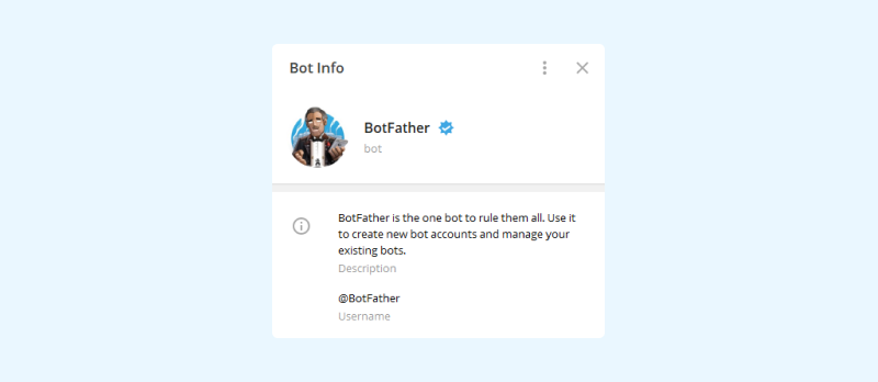 BotFather for managing other bots in Telegram