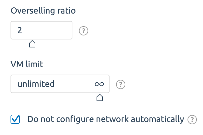 Adding a node in VMmanager. Be sure to select the "Do not configure network automatically" option