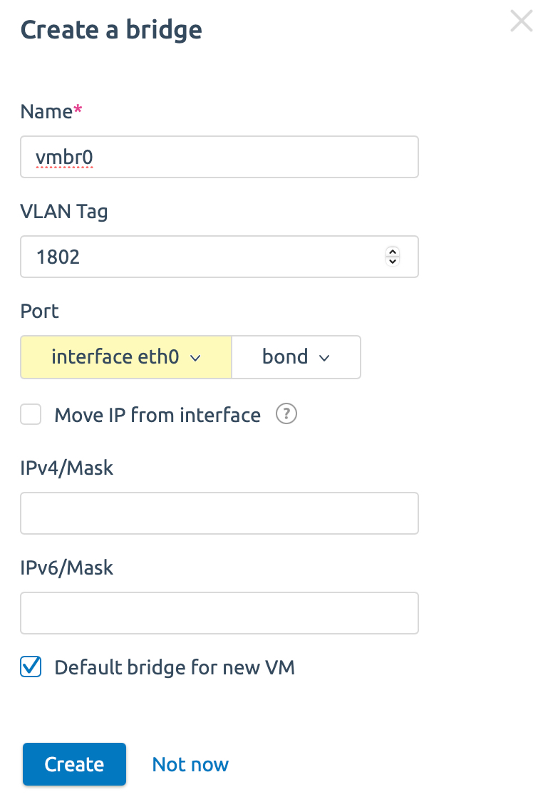 Adding a new bridge to VMmanager 6